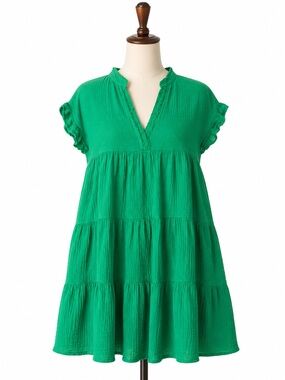 Vibrant Green Short Sleeve Dress